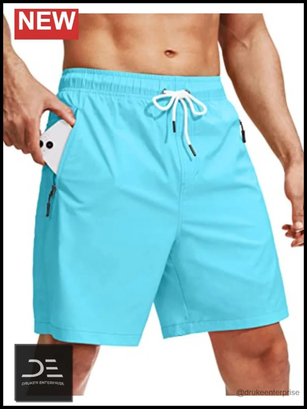 Men's Swim Trunks with Compression Liner Quick Dry Board Shorts Zipper Pockets